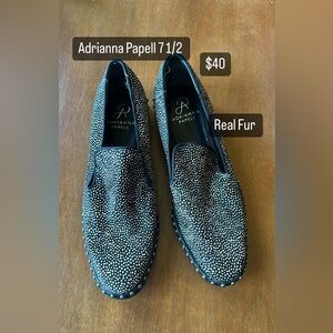 Adrianna Papell Women’s Shoes, Leather Upper, Sock Lining, Black Studded